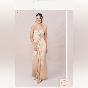 Revelry bridesmaid dress - gold champagne & satin fabric